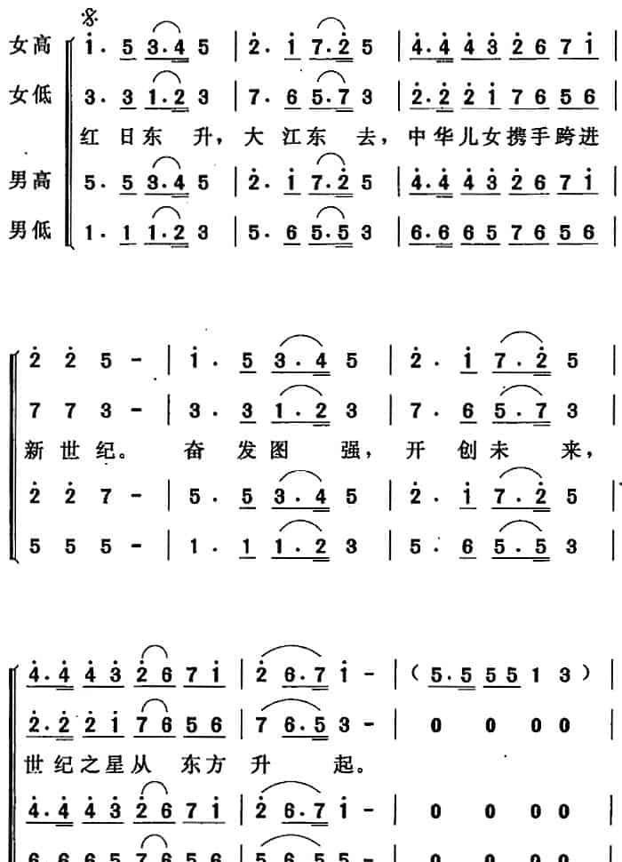 世纪之星从东方升起 民歌谱_第2张